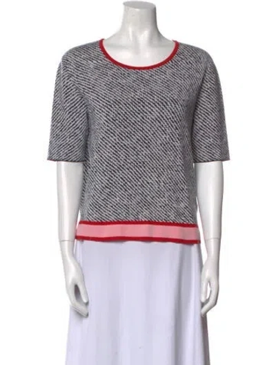 Pre-owned Escada Virgin Wool Striped Top In Black