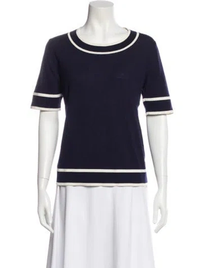 Pre-owned Escada Virgin Wool Striped Top In Blue