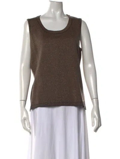 Pre-owned Escada Virgin Wool Striped Top In Brown