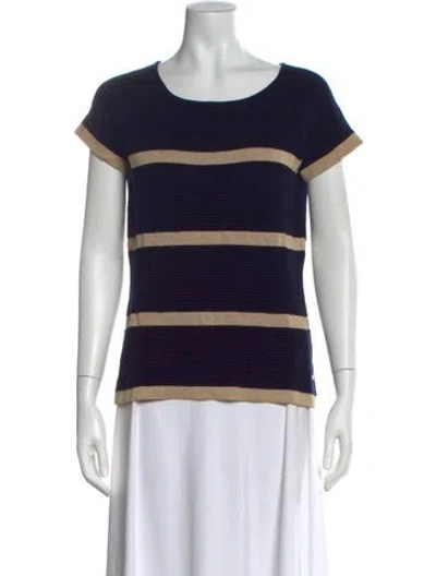 Pre-owned Escada Virgin Wool Striped T-shirt In Blue