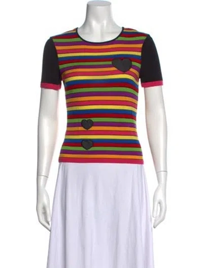 Pre-owned Escada Virgin Wool Striped T-shirt In Pink