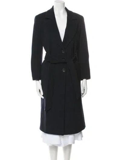 Pre-owned Escada Virgin Wool Trench Coat In Blue