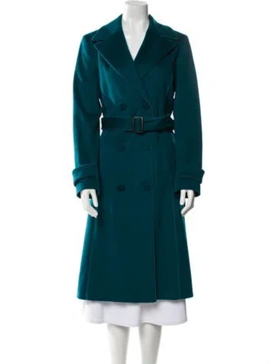 Pre-owned Escada Virgin Wool Trench Coat In Green