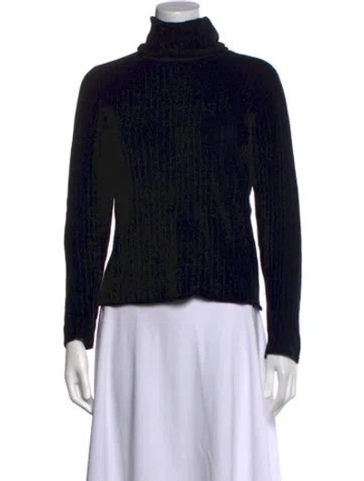 Pre-owned Escada Virgin Wool Turtleneck Sweater In Black