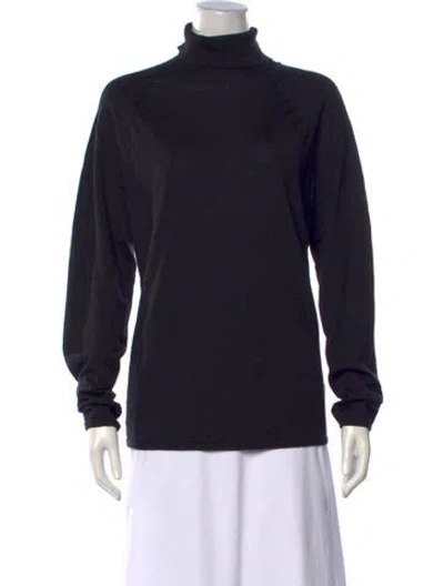 Pre-owned Escada Virgin Wool Turtleneck Sweater In Black