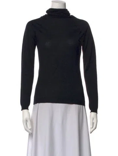 Pre-owned Escada Virgin Wool Turtleneck Sweater In Black
