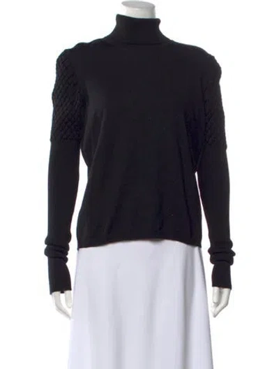 Pre-owned Escada Virgin Wool Turtleneck Sweater In Black