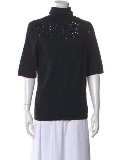 Pre-owned Escada Virgin Wool Turtleneck Sweater In Blue