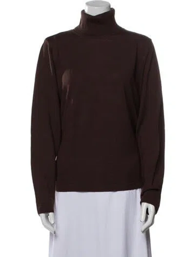 Pre-owned Escada Virgin Wool Turtleneck Sweater In Brown