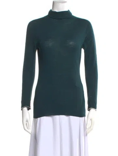 Pre-owned Escada Virgin Wool Turtleneck Sweater In Green