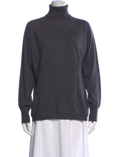Pre-owned Escada Virgin Wool Turtleneck Sweater In Grey