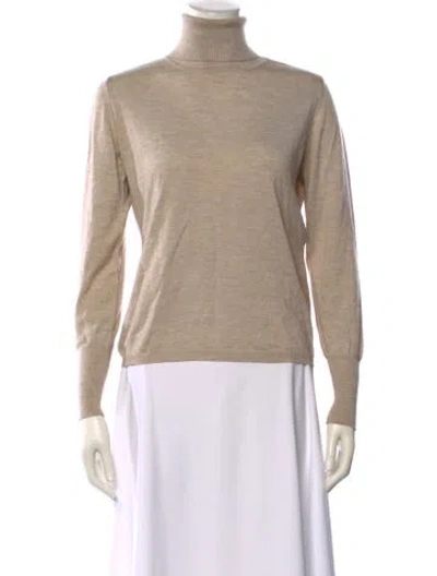 Pre-owned Escada Virgin Wool Turtleneck Sweater In Neutral