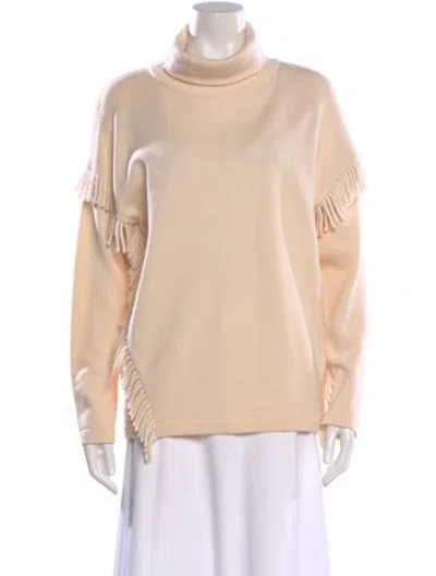 Pre-owned Escada Virgin Wool Turtleneck Sweater In Neutral
