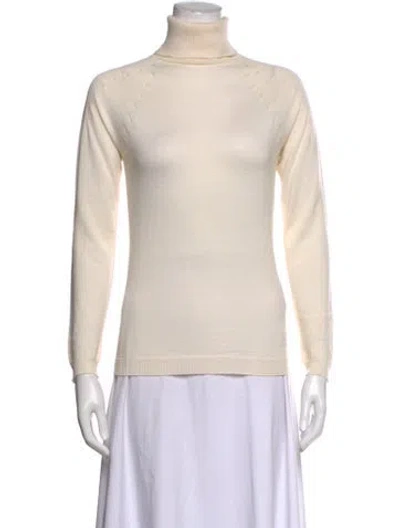 Pre-owned Escada Virgin Wool Turtleneck Sweater In Neutrals