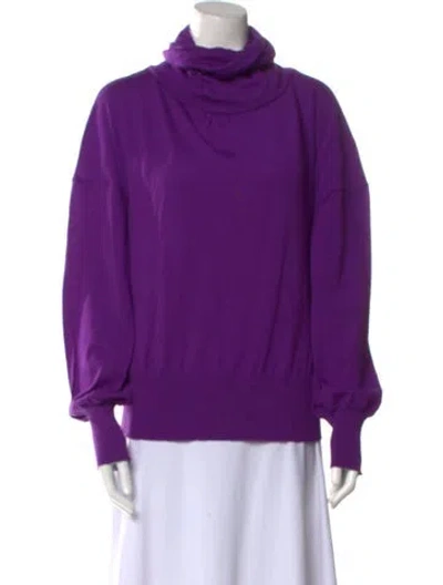 Pre-owned Escada Virgin Wool Turtleneck Sweater In Purple