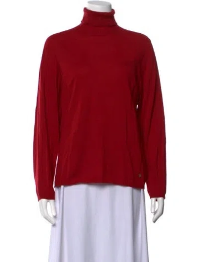 Pre-owned Escada Virgin Wool Turtleneck Sweater In Red