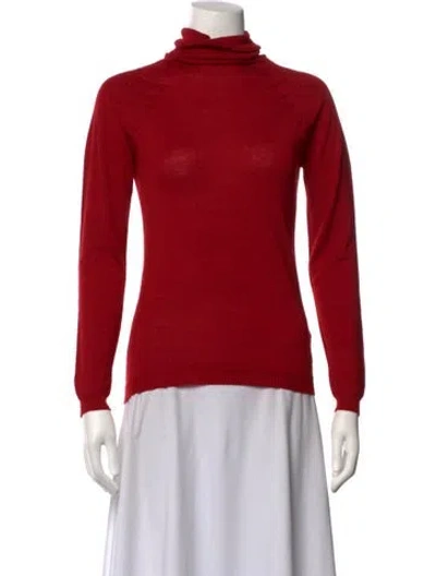 Pre-owned Escada Virgin Wool Turtleneck Sweater In Red