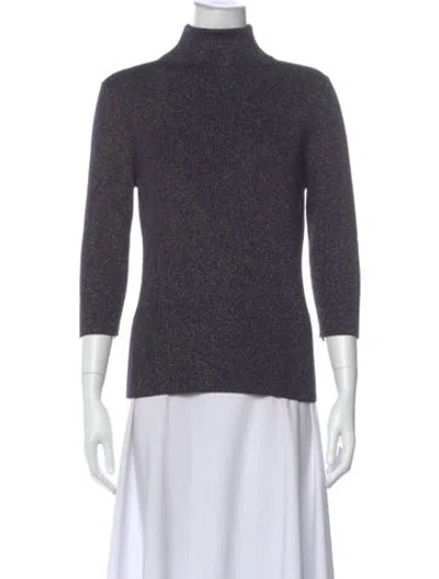 Pre-owned Escada Virgin Wool Turtleneck Top In Gray