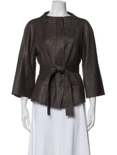 Pre-owned Escada Virgin Wool Tweed Pattern Blazer In Black
