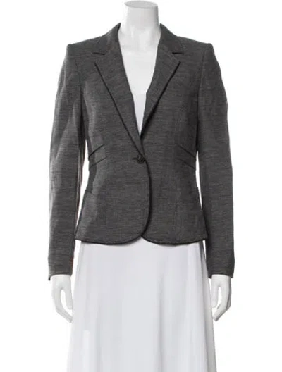 Pre-owned Escada Virgin Wool Tweed Pattern Blazer In Black