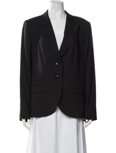 Pre-owned Escada Virgin Wool Tweed Pattern Blazer In Black
