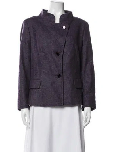 Pre-owned Escada Virgin Wool Tweed Pattern Blazer In Blue