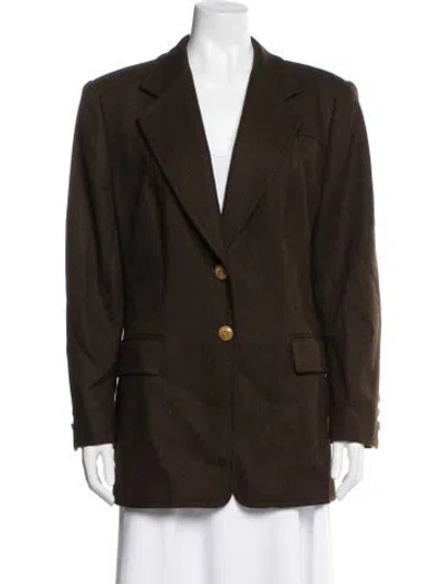 Pre-owned Escada Virgin Wool Tweed Pattern Blazer In Brown