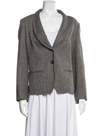 Pre-owned Escada Virgin Wool Tweed Pattern Blazer In Gray