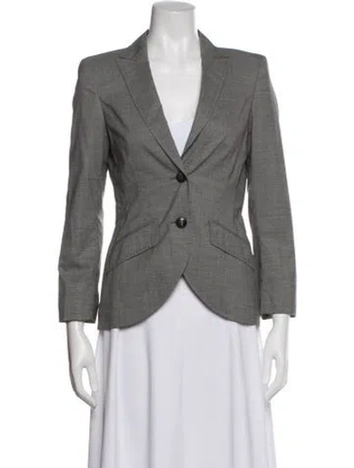 Pre-owned Escada Virgin Wool Tweed Pattern Blazer In Gray