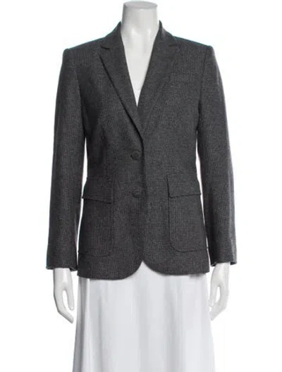 Pre-owned Escada Virgin Wool Tweed Pattern Blazer In Gray