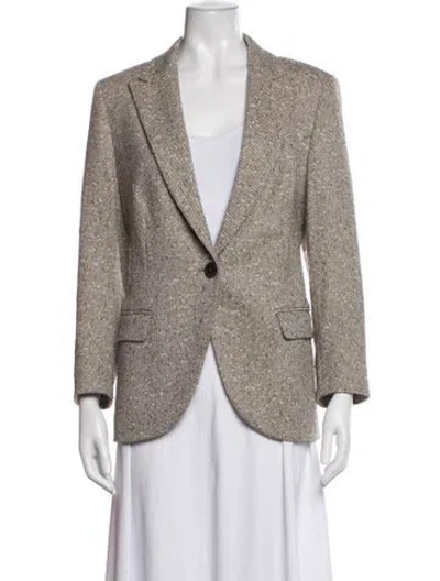 Pre-owned Escada Virgin Wool Tweed Pattern Blazer In Multi