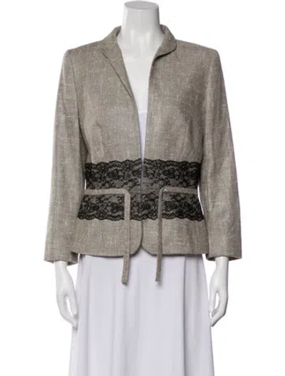 Pre-owned Escada Virgin Wool Tweed Pattern Blazer In Neutral