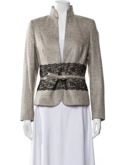 Pre-owned Escada Virgin Wool Tweed Pattern Blazer In Neutral