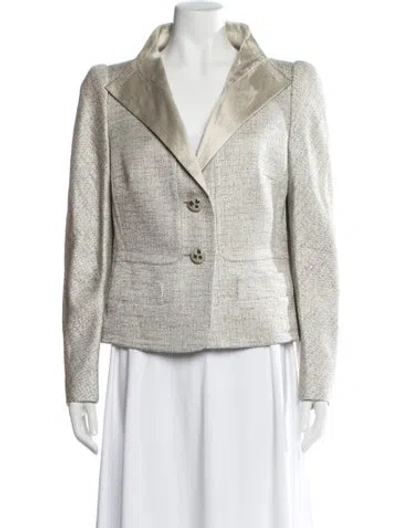 Pre-owned Escada Virgin Wool Tweed Pattern Blazer In Neutral