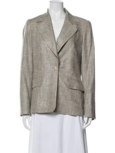 Pre-owned Escada Virgin Wool Tweed Pattern Blazer In Neutral