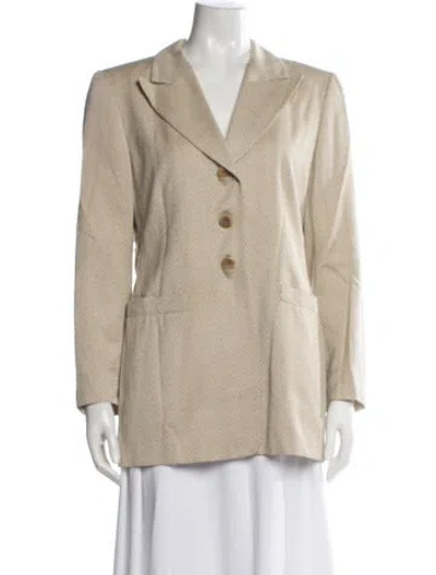 Pre-owned Escada Virgin Wool Tweed Pattern Blazer In Neutrals