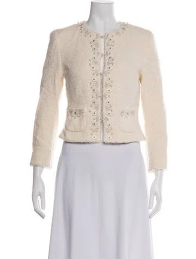 Pre-owned Escada Virgin Wool Tweed Pattern Blazer In Neutrals