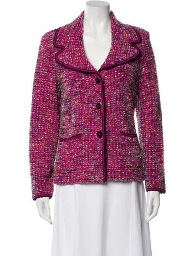 Pre-owned Escada Virgin Wool Tweed Pattern Blazer In Pink