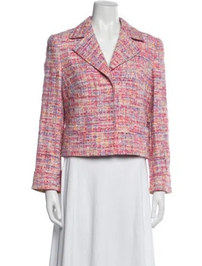 Pre-owned Escada Virgin Wool Tweed Pattern Blazer In Pink