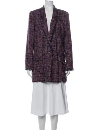 Pre-owned Escada Virgin Wool Tweed Pattern Blazer In Purple