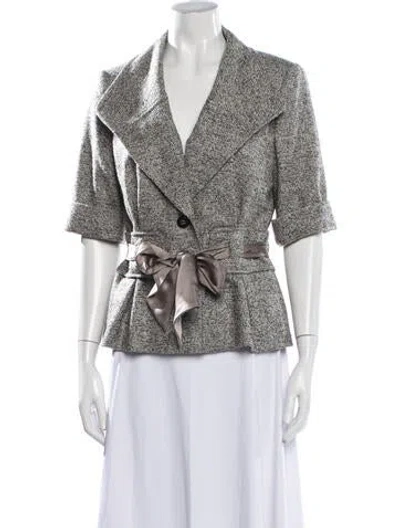 Pre-owned Escada Virgin Wool Tweed Pattern Coat In Grey