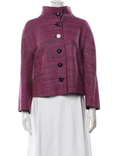 Pre-owned Escada Virgin Wool Tweed Pattern Jacket In Pink