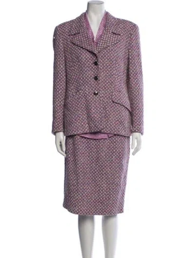 Pre-owned Escada Virgin Wool Tweed Pattern Skirt Set In Multicolor
