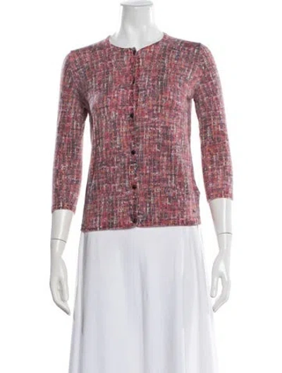 Pre-owned Escada Virgin Wool Tweed Pattern Sweater In Pink