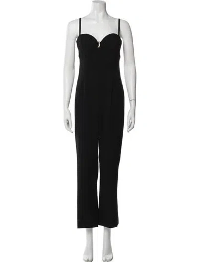 Pre-owned Escada Virgin Wool V-neck Jumpsuit In Black