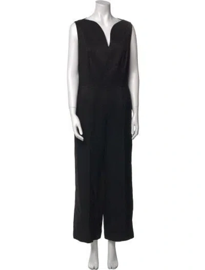Pre-owned Escada Virgin Wool V-neck Jumpsuit In Black