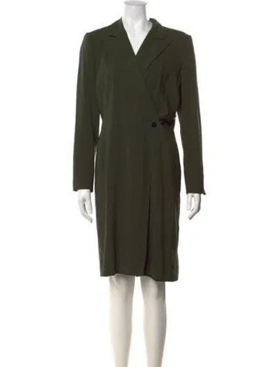 Pre-owned Escada Virgin Wool V-neck Jumpsuit In Green