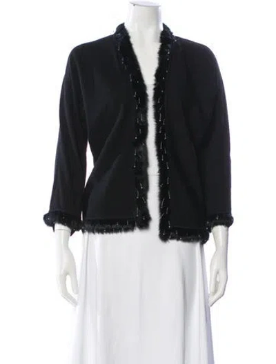 Pre-owned Escada Virgin Wool V-neck Sweater In Black