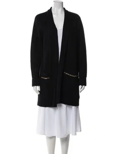 Pre-owned Escada Virgin Wool V-neck Sweater In Black