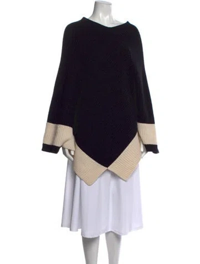 Pre-owned Escada Virgin Wool V-neck Sweater In Black